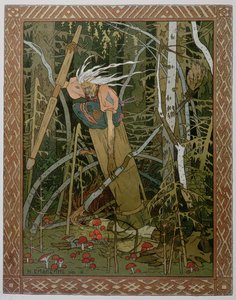 Häxan Baba Yaga, illustration från berättelsen om 